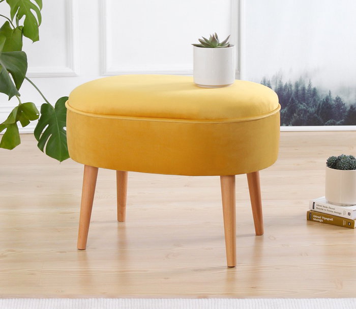 Atelier Del Sofa Puf de Terciopelo Amarillo Atelier Del Sofa Puf de Terciopelo Amarillo